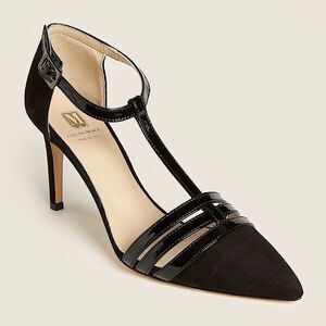 Bruno Magli Cassia Black Leather T Strap Heels